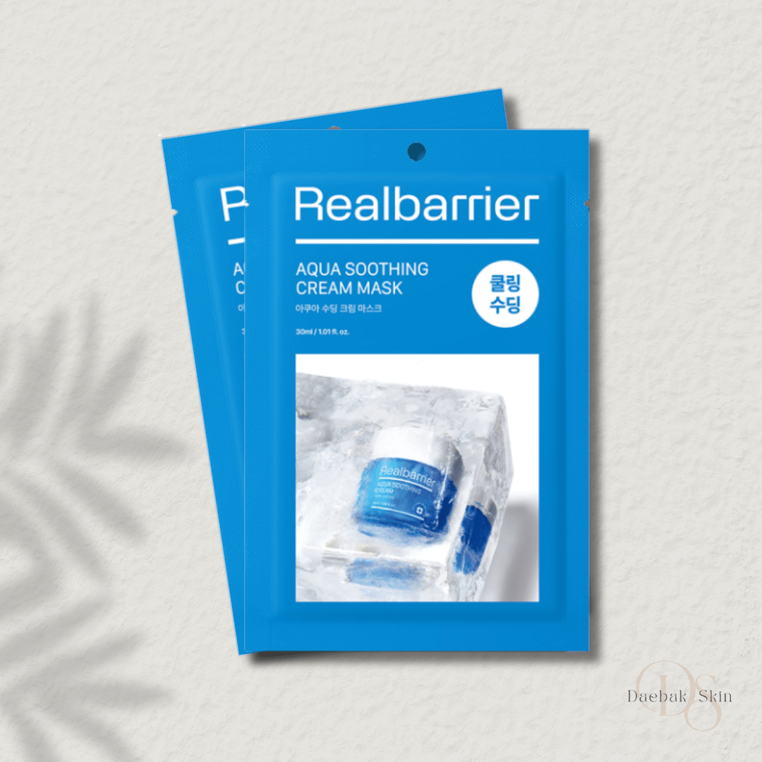 Real Barrier Aqua Soothing Cream Mask for deep hydration and skin barrier protection in blue packaging