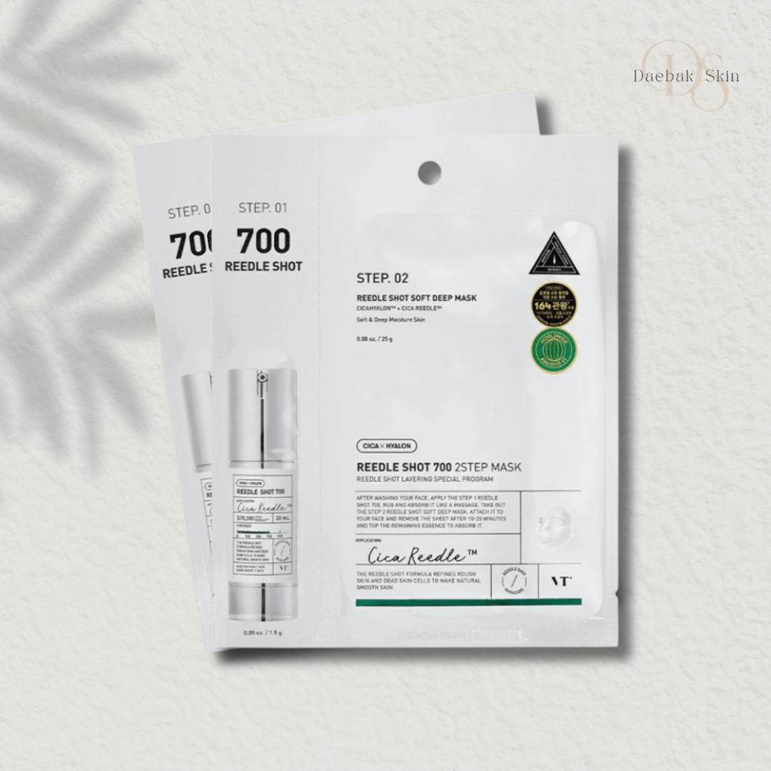VT Cosmetics Mild Reedle Shot 700 2-step mask with CICA REEDLE technology for skin renewal and hydration